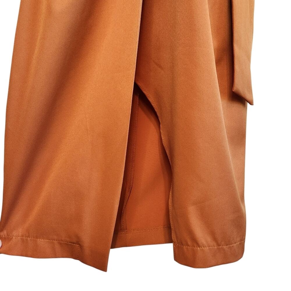 Favlux solid belted faux wrap dress golden yellow size S - Picture 7 of 10